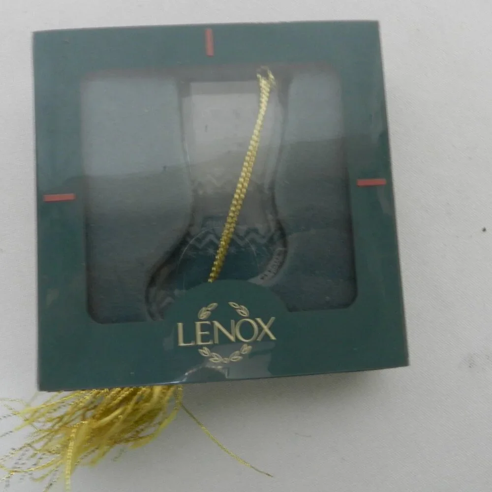 Lenox Crystal Vintage 1992 Heart embossed Stocking w/ Box Holidays